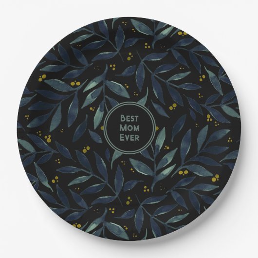 Beste Mutter je elegante Blumenäste Pappteller (Vorderseite)