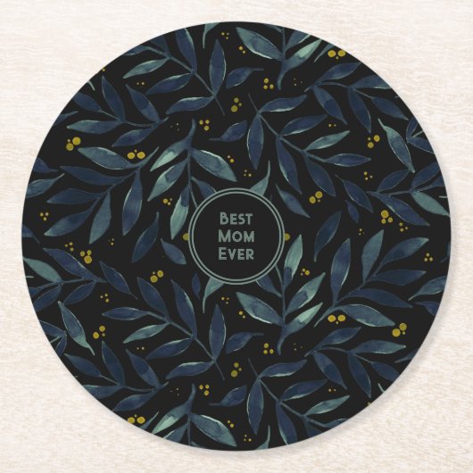 Beste Mutter je elegante Blumenäste Runder Pappuntersetzer (Vorderseite)