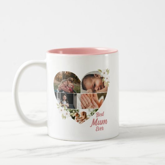 Beste Mutter je Elegante Blumenzunge Zweifarbige Tasse (Links)