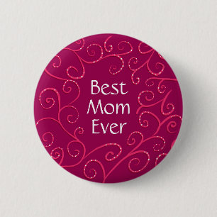 Beste Mutter je elegante pinkfarbene Wirbel Button