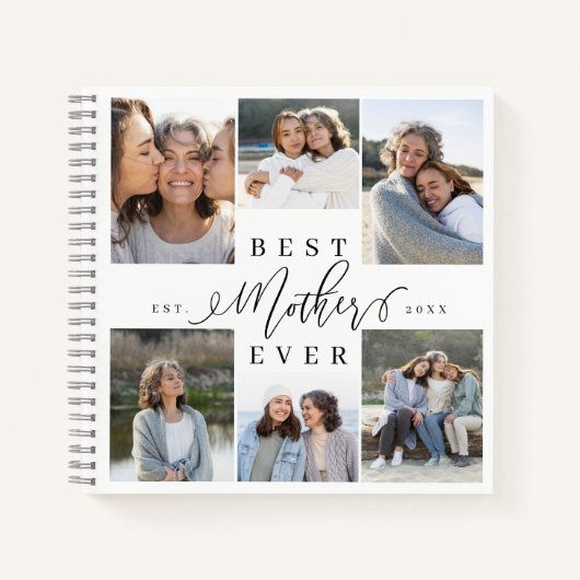 Beste Mutter je Elegante Script Foto Collage Notizblock (Vorderseite)