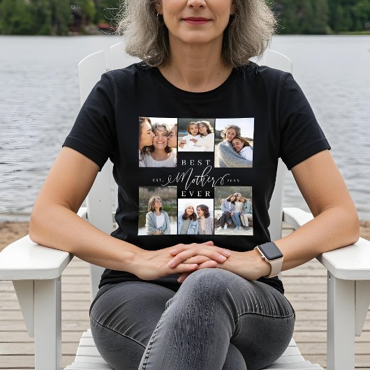 Beste Mutter je Elegante Script Foto Collage Tri-Blend Shirt