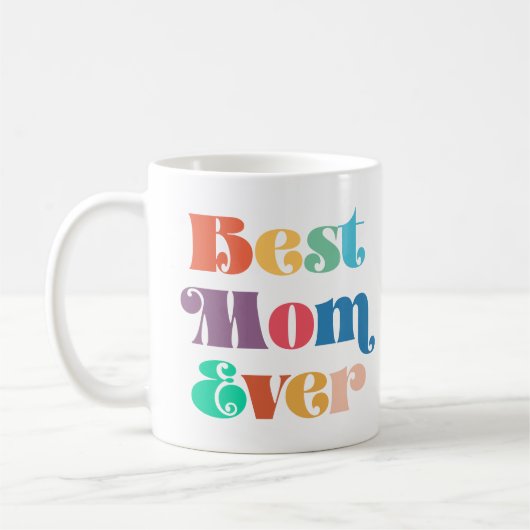 Beste Mutter je farbenfrohe Retro-Drehbuch Mutter Kaffeetasse (Links)