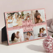 Beste Mutter je Foto Collage Pink Woodgrain Fotoplatte