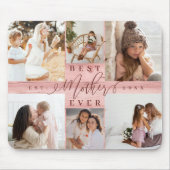 Beste Mutter je Foto Collage Pink Woodgrain Mousepad (Vorne)