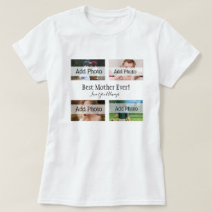 Beste Mutter je Foto Collage White Script schwarz T-Shirt