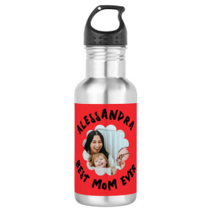 Beste Mutter je Foto florale Monogramm-Wildblume Edelstahlflasche