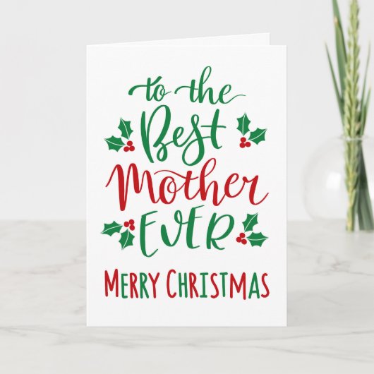 Beste Mutter je frohe Weihnachts-Typografie Karte (Vorderseite)