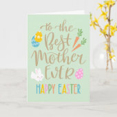 Beste Mutter je glückliche Ostertypografie Karte (Gelbe Blume)