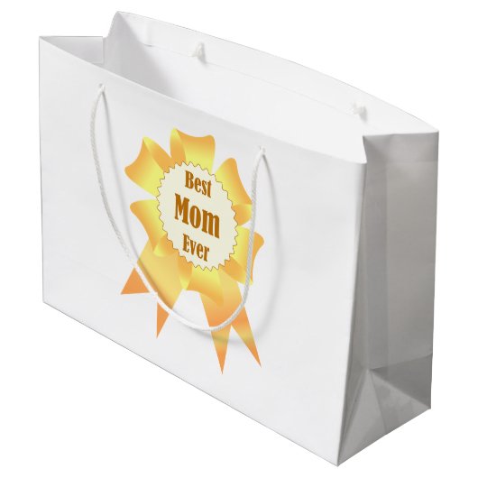 Beste Mutter je Golden Sieger Band Große Geschenktüte (Rückseite Schrägansicht)
