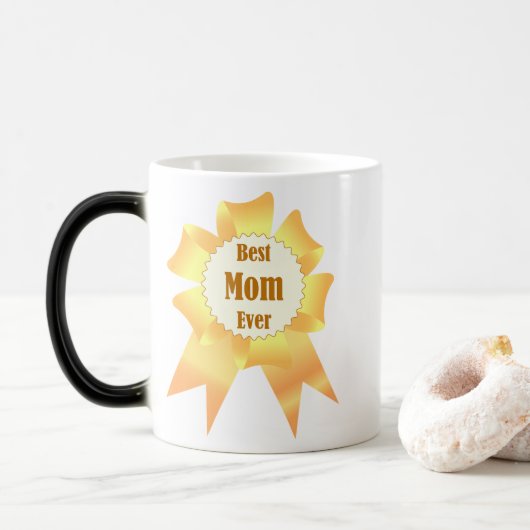 Beste Mutter je Golden Sieger Band Verwandlungstasse (Mit Donut)