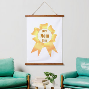 Beste Mutter je Golden Sieger Band Wandteppich Mit Holzrahmen