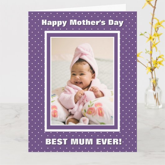 Beste Mutter je Lila Muttertag Karte (Gelbe Blume)