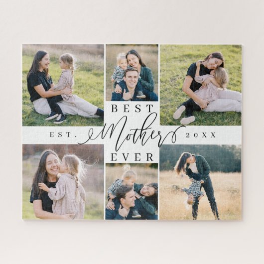 Beste Mutter je Mama Script Herzklopfen FotoCollag Puzzle (Horizontal)