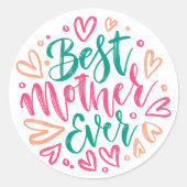 Beste Mutter je Runder Aufkleber (Vorderseite)