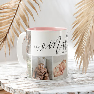 Beste Mutter je Script Mütter Tag Foto Collage Zweifarbige Tasse