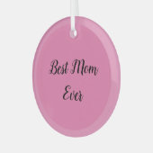 Beste Mutter je Text pink Ornament Aus Glas (Vorderseite links)