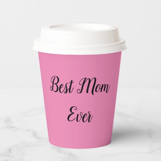 Beste Mutter je Text pink Pappbecher (Vorderseite)