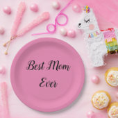 Beste Mutter je Text pink Pappteller (Party)