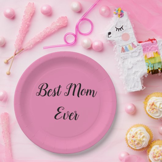 Beste Mutter je Text pink Pappteller (Party)