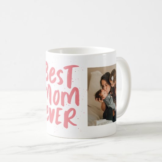 Beste Mutter je zwei Foto rosa Mutter Kaffeetasse (VorderseiteRechts)