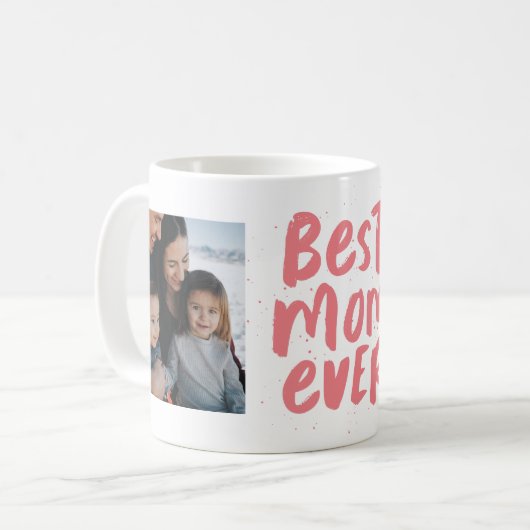 Beste Mutter je zwei Foto rosa Mutter Kaffeetasse (Vorderseite Links)