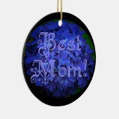 Beste Mutter mit blauem Blumenhintergrund Keramik Ornament (Rechts)