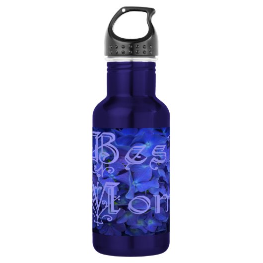 Beste Mutter mit blauem Blumenhintergrund Trinkflasche (Vorderseite)