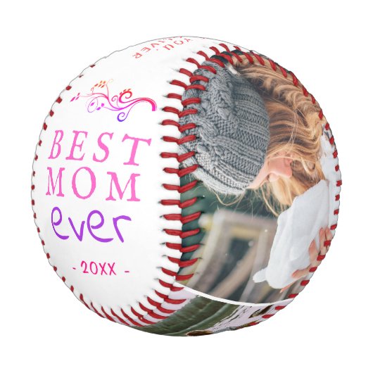 Beste Mutter Moderne Foliage 3 Benutzerdefinierte Baseball (Schrägansicht)