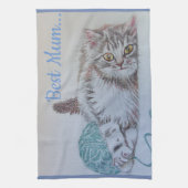 Beste Mutter Niedliche Katze zeichnend Kunst Küche Geschirrtuch (Vertikal)