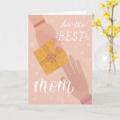 Beste Mutter. Niedlicher Cartoon Rosa Gelbe Mütter Karte (Gelbe Blume)