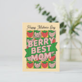 Beste Mutter Retro-Erdbeere Lustig Frohen Mutterta Postkarte (Stehend Vorderseite)