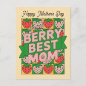 Beste Mutter Retro-Erdbeere Lustig Frohen Mutterta Postkarte (Vorderseite)