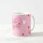 Beste-Mutter-Rosa-Herz-Tasse Kaffeetasse (VorderseiteRechts)