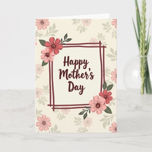 Beste-Mutter-Skizzierte-Blumen-Karte Karte (Vorderseite)
