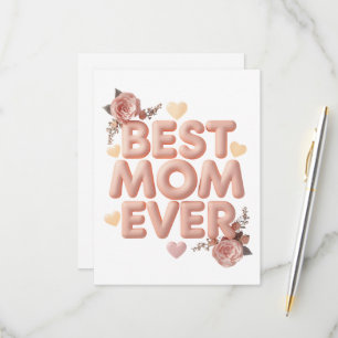 Beste Mutter überhaupt 3D-Blumendesign Geschenk RSVP Karte