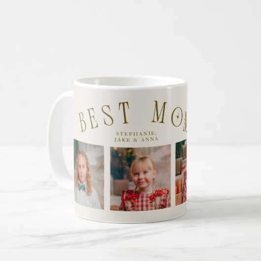 Beste Mutter überhaupt 4-Foto-Cream Muttertag Kaffeetasse (Vorderseite Links)