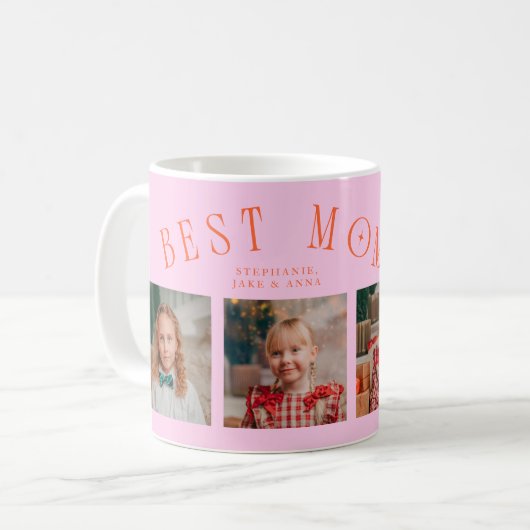 Beste Mutter überhaupt 4-Foto Orange Rosa Mutterta Kaffeetasse (Vorderseite Links)