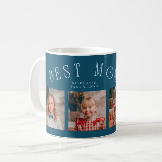 Beste Mutter überhaupt 4-Foto Türkis Muttertag Kaffeetasse (Vorderseite Links)