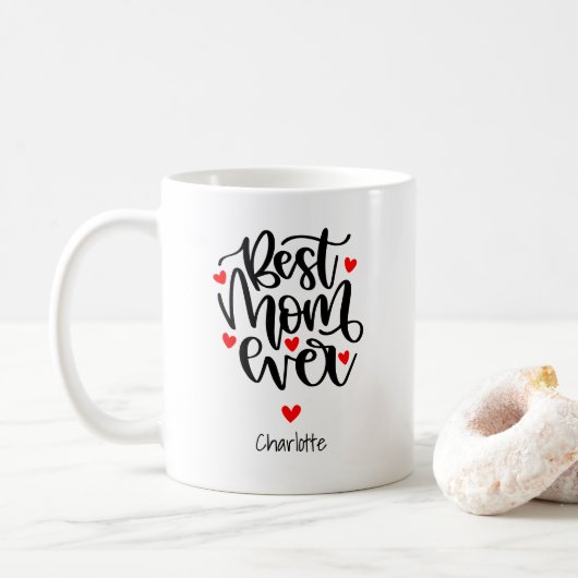 Beste Mutter überhaupt, benutzerdefiniertes Namens Kaffeetasse (Mit Donut)