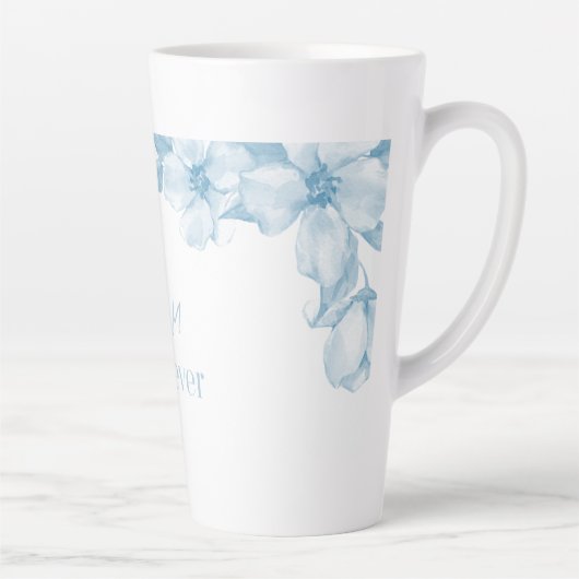 Beste Mutter überhaupt Blaue Blumen-Latte-Mug Milchtasse (Rechts)