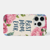 Beste Mutter überhaupt | Elegante Pfingstrose Blum iPhone Hülle (Rückseite (Horizontal))