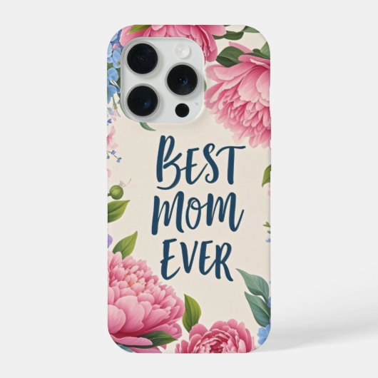Beste Mutter überhaupt | Elegante Pfingstrose Blum iPhone Hülle (Rückseite)