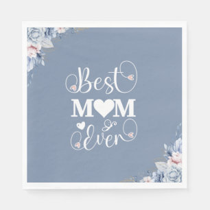 'Beste Mutter überhaupt' elegantes blaues Blumen-G Serviette