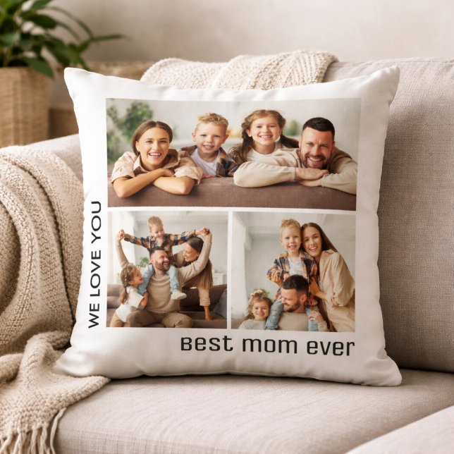 Beste Mutter überhaupt Foto-Collage Muttertag Weiß Kissen (Best Mom Ever Photo Collage Mother's Day White Throw Pillow)