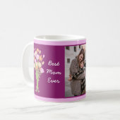 Beste Mutter überhaupt Foto & moderne Blumen zum M Kaffeetasse (Vorderseite Links)