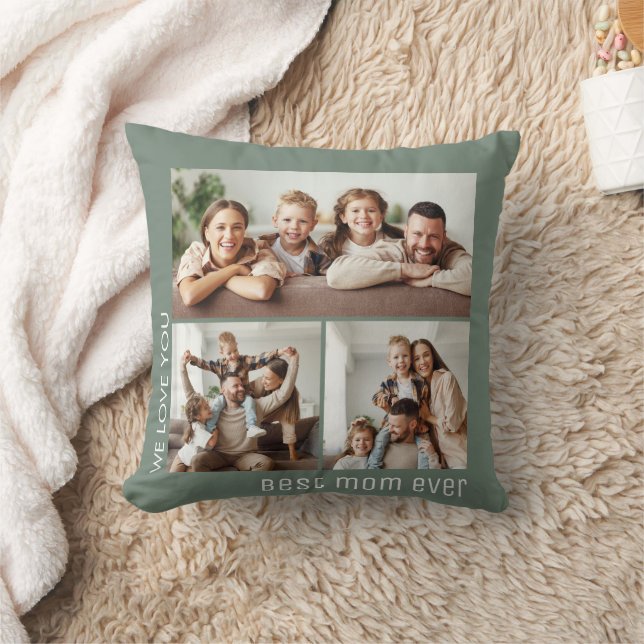 Beste Mutter überhaupt Foto Muttertag Sagegrün Kissen (Decke)