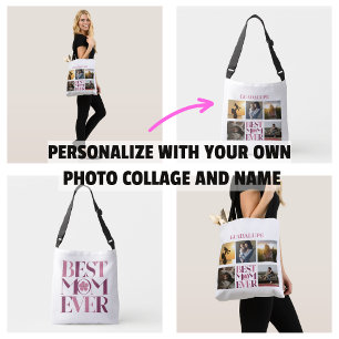 Beste Mutter überhaupt Fotocollage Rosa Tragetaschen Mit Langen Trägern
