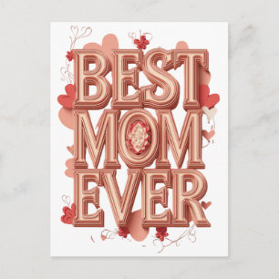 Beste Mutter überhaupt Gold 3D Design   Elegantes  Postkarte