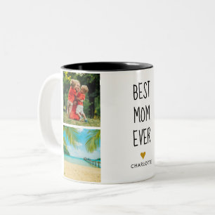 Beste Mutter überhaupt Gold Herz 4 Foto Collage Zweifarbige Tasse